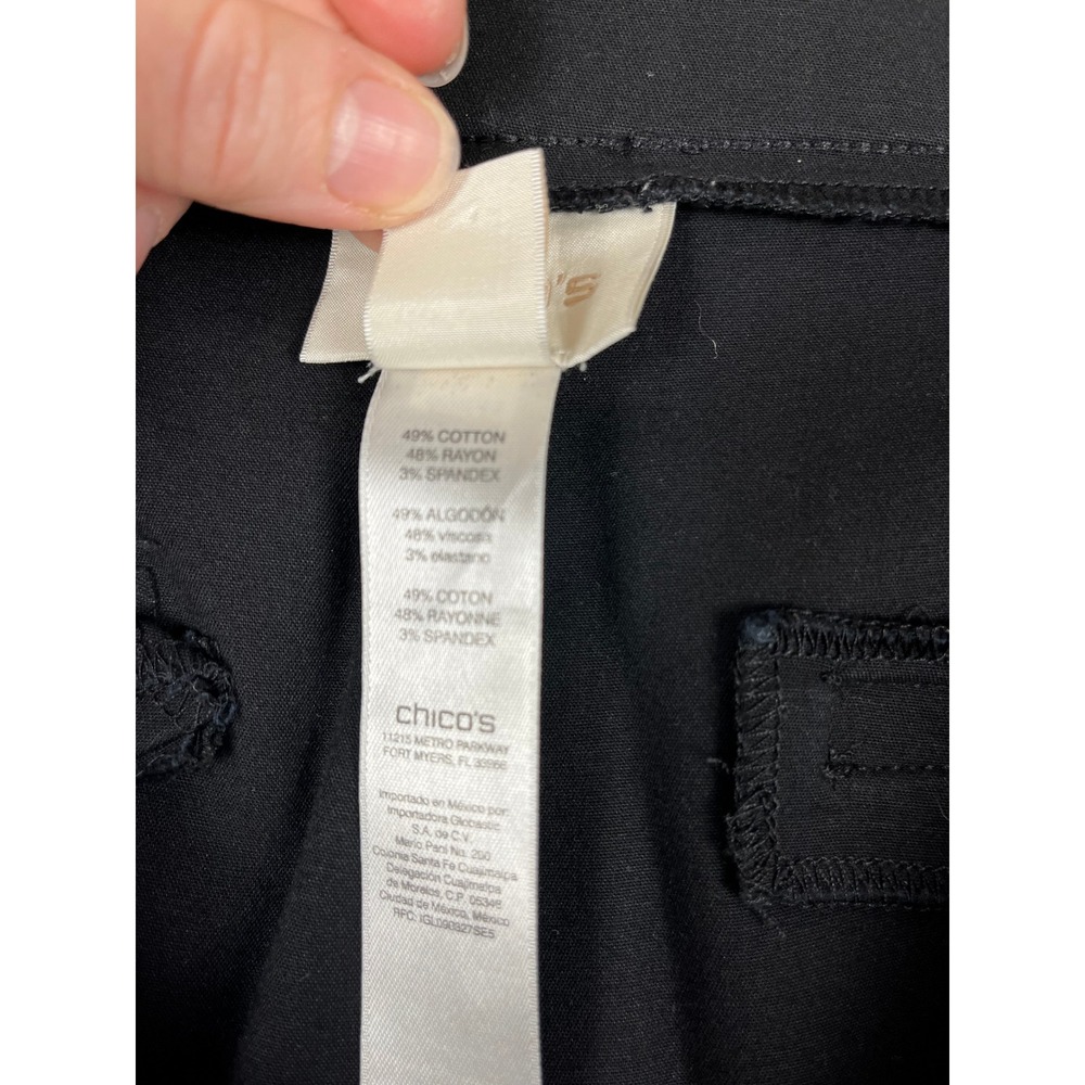 Chico's Bermuda Shorts 2 Black Cotton Rayon Blend Stretch Classic Preppy Minimal - Picture 5 of 10